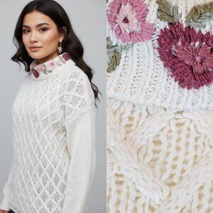 Vtg 80s hand-knit turtleneck sweater - Huntington Ridge brand